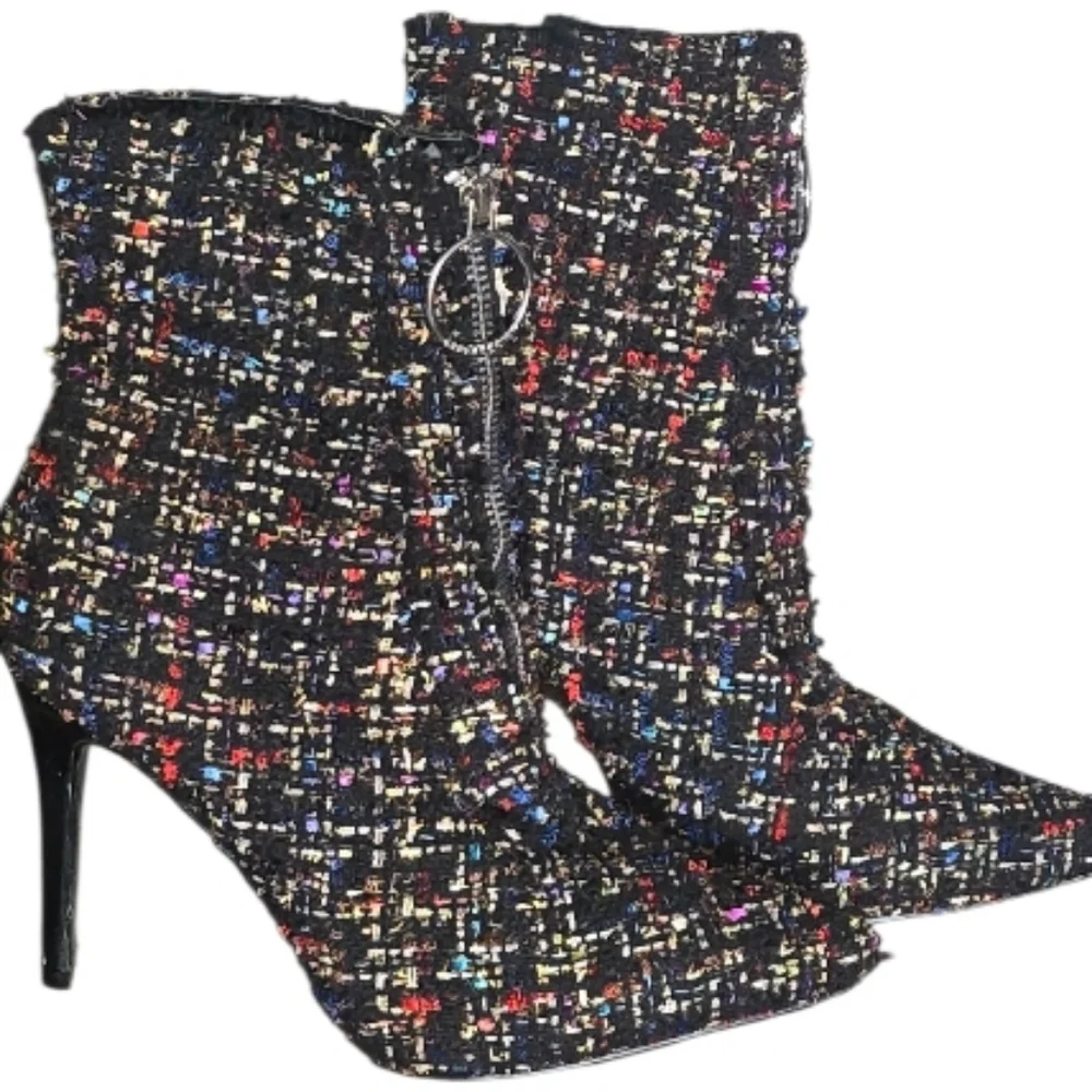 Cape Robbin Chic Multicolor Tweed Heeled Boots 7.5 - Picture 1 of 6